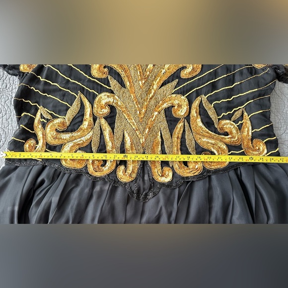 Vintage Black and Gold Beaded Dress by Xoanon - Picture 14 of 16